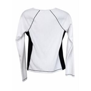 ALO Yoga CoolFit Long Sleeve Top Wns Medium White Black Mesh Pilates Athleisure